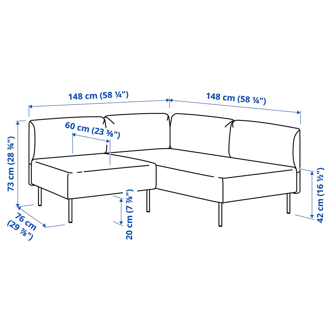 LILLEHEM Modułowa sofa narożna, 2-osobowa - Vissle beżowy/drewno